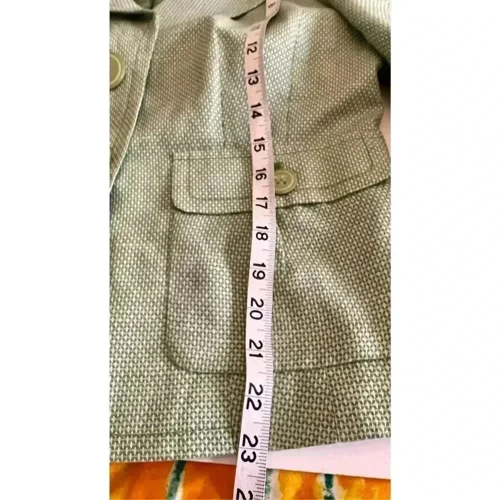 Halogen Womens Sage Green Linen Blend Lined Two Button Blazer Jacket Size Medium